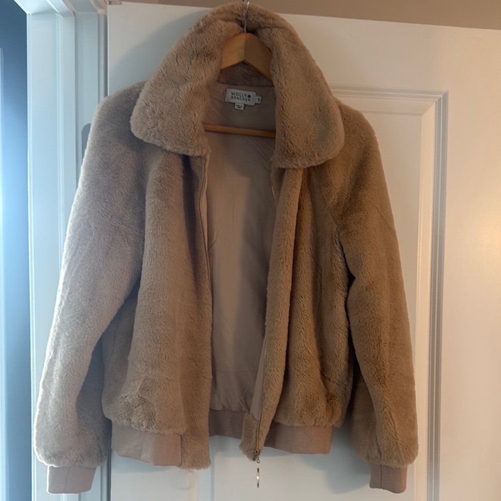 Plush Tan Faux Fur Jacket